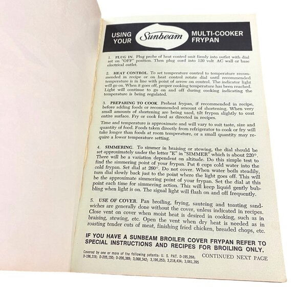 Vintage 70s Sunbeam Portable Electric Cookery Book Multi Cooker Frypan Recipes - Picture 4 of 9
